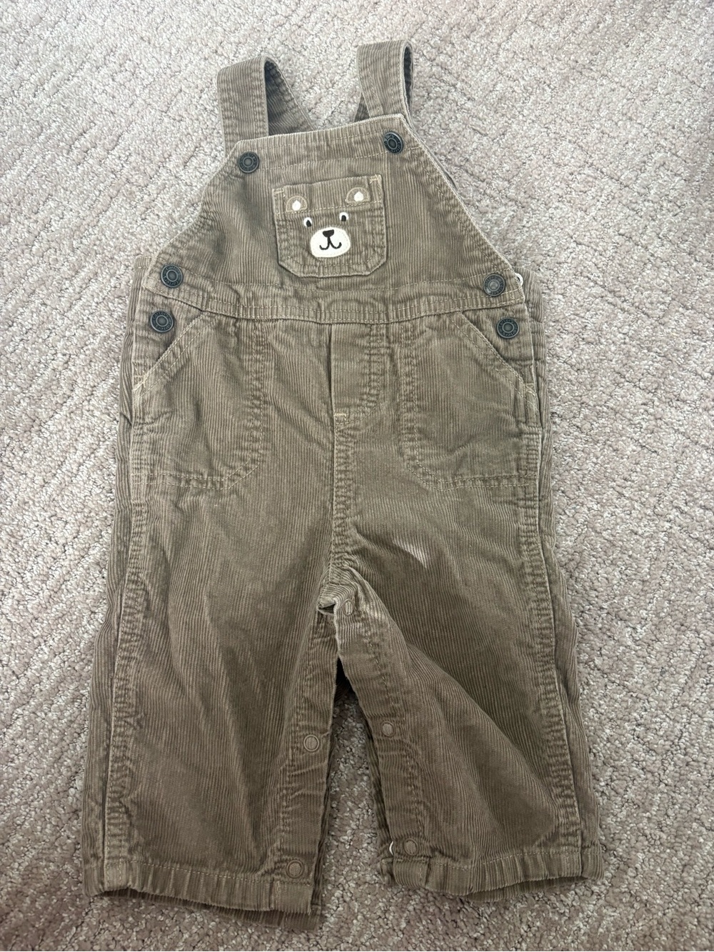 9 month Brown Corduroy Overalls with Bear Pocket